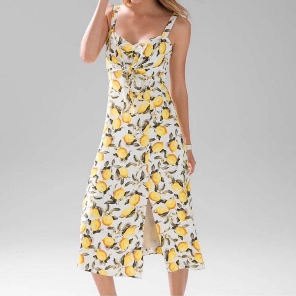 NWT WHBM amalfi italy Lemon Print Sleeveless Dress